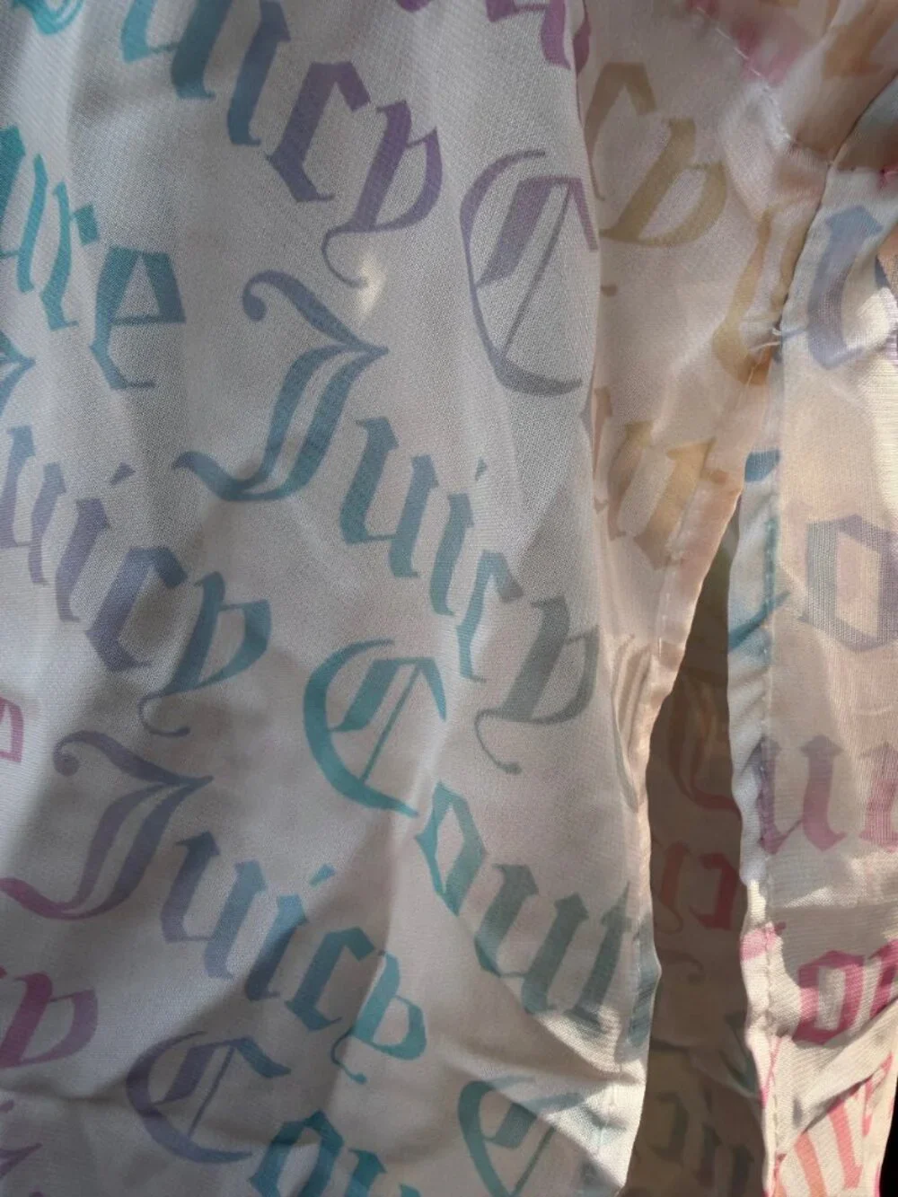 Juicy Couture Sheer White Multicolor Logo Kimono One Size Cover-Up
